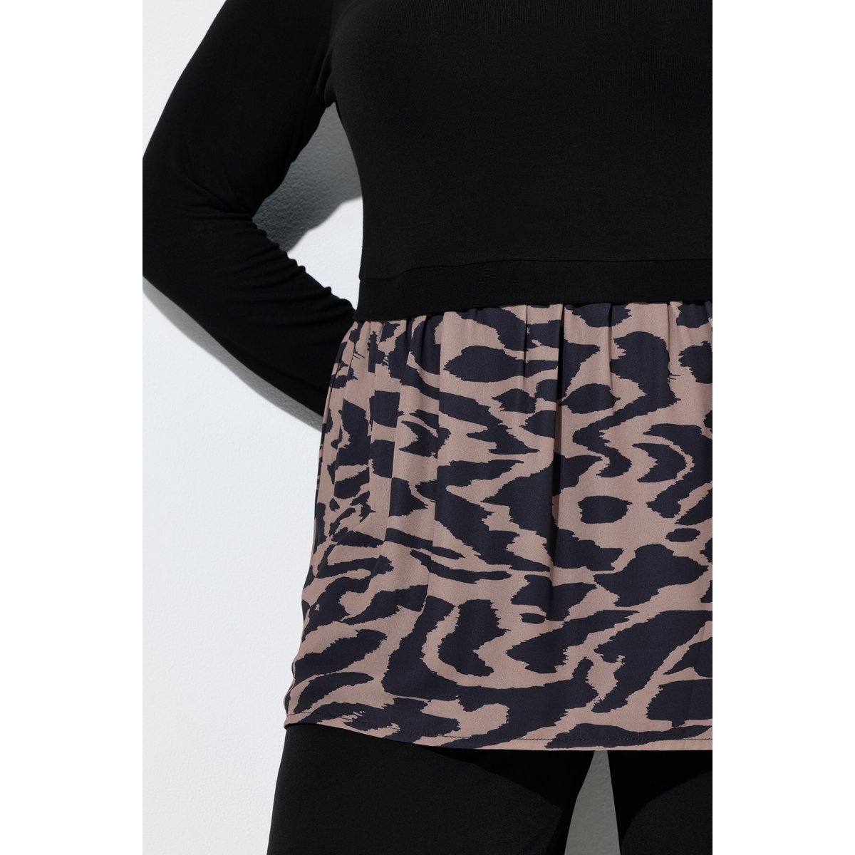 T-shirt esprit patchwork noir, ULLA POPKEN