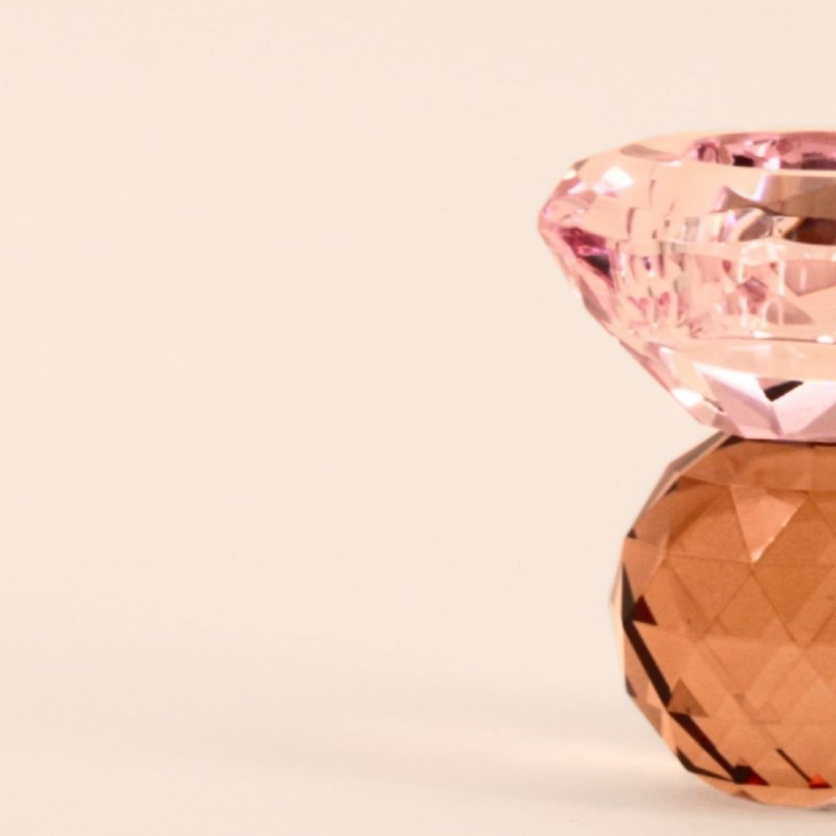 Bougeoir en cristal à facettes 9cm rose, HASHTAG DECO