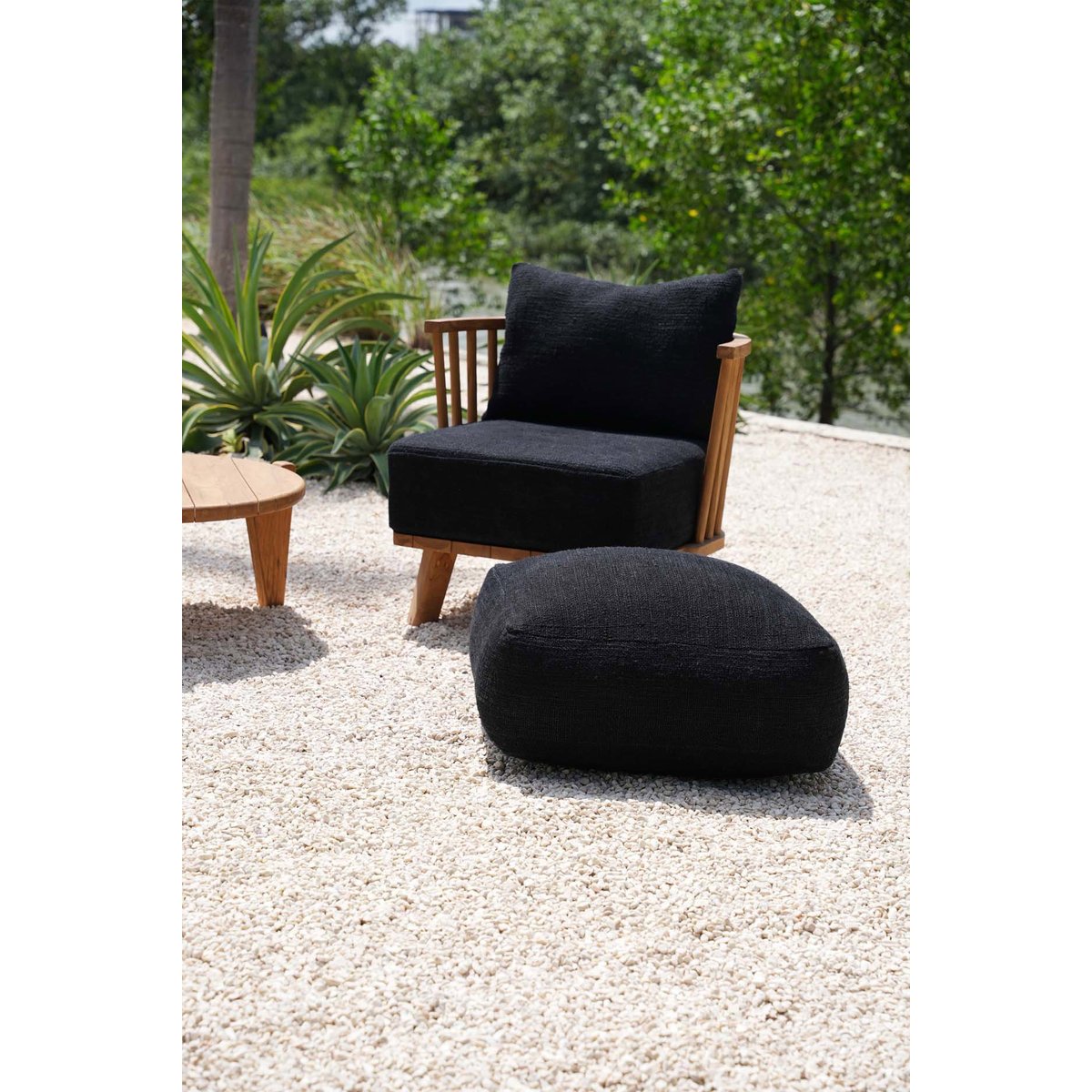 Pouf en coton COMFY noir, BAZAR BIZAR