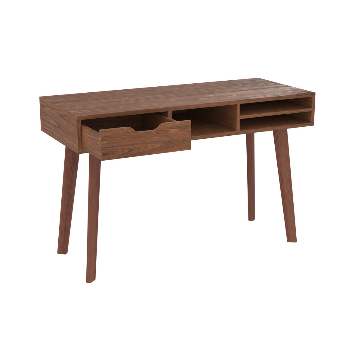 Bureau 1 tiroir et 3 niches en bois - MOKA bois foncé, MAISON PAVANE