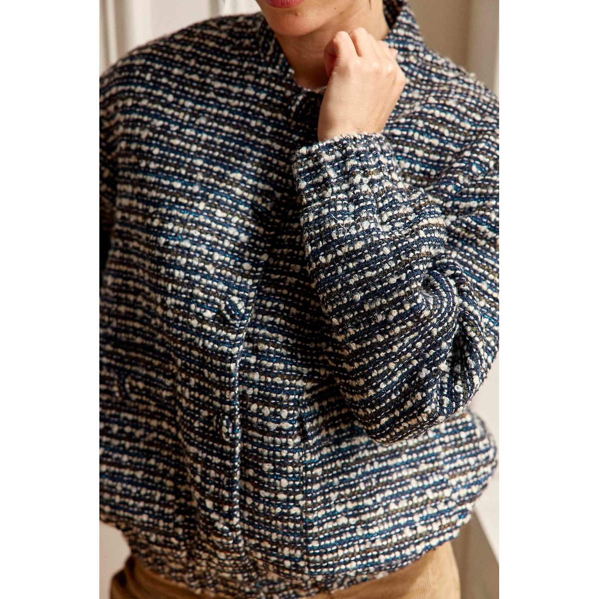 Vesper Loose-Fitting Tweed Jacket navy, LA PETITE ETOILE