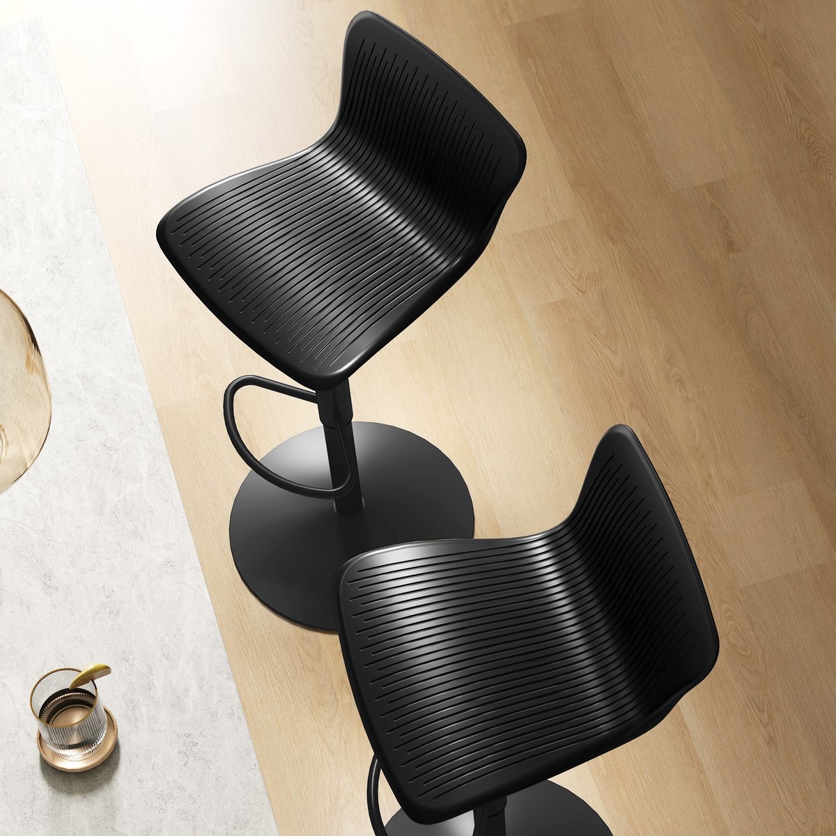 Tabouret de bar Polypropylène Noir noir, HOMCOM