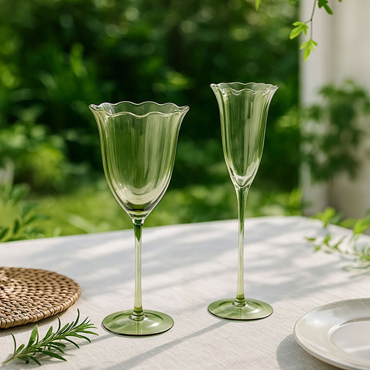 Lot de 4 verres à pied 48,5cl, EDEN vert, NOVASTYL