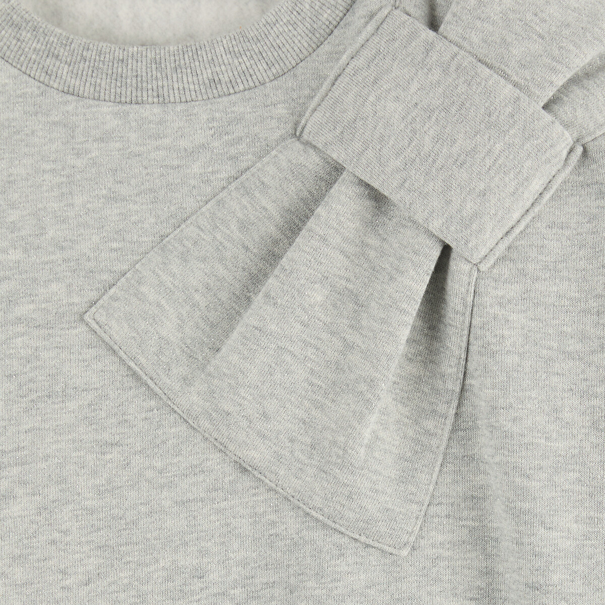 Sweat col rond, en molleton, avec détail noeud gris, LA REDOUTE COLLECTIONS
