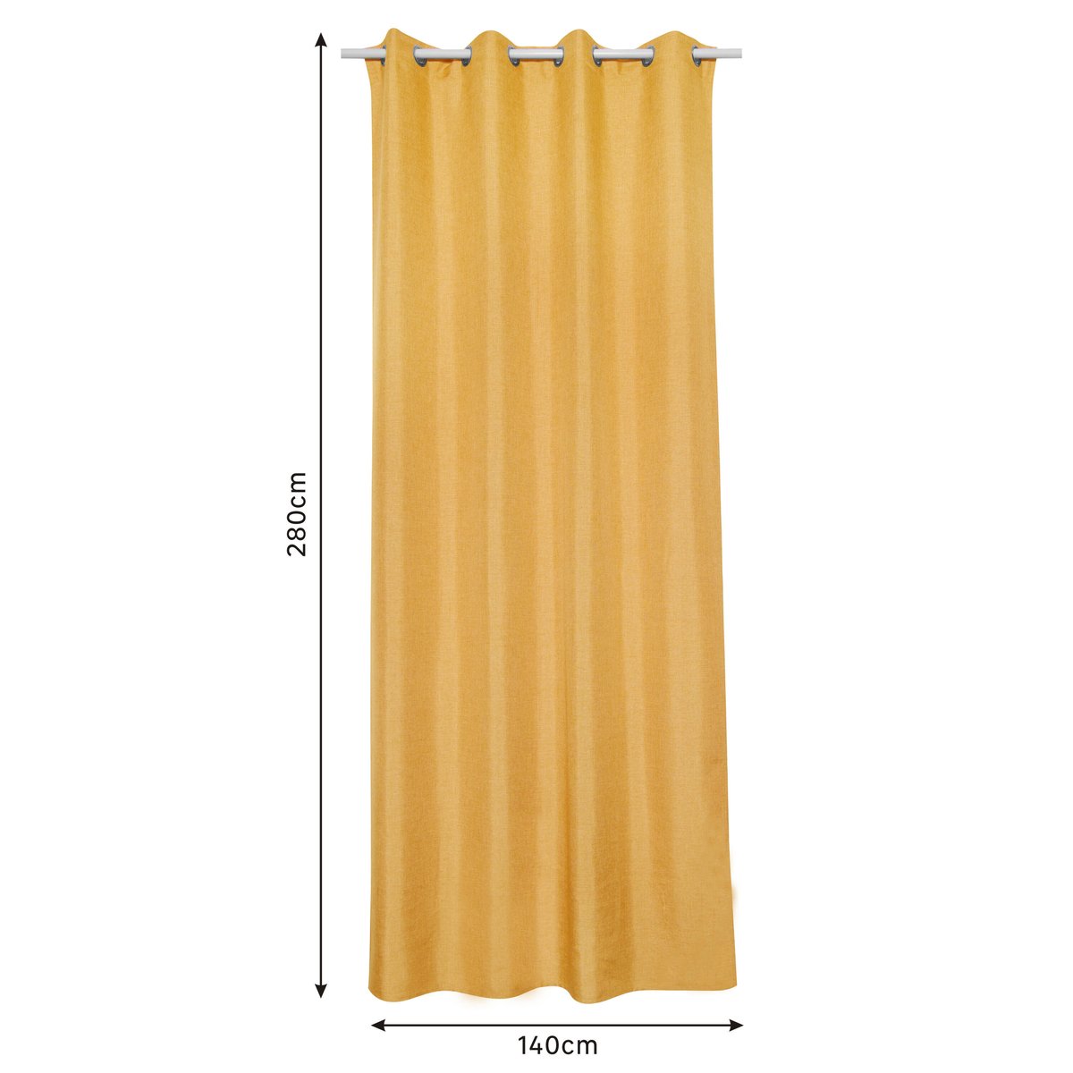 Rideau à œillets en polyester, LOOKS jaune moutarde, INSPIRE