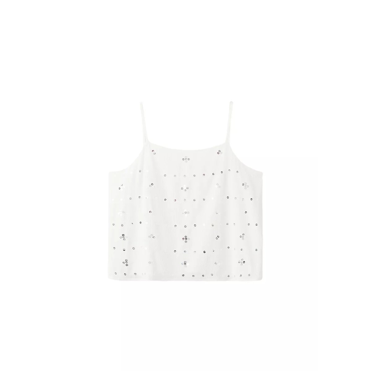 Top sequins fines bretelles blanc cassé, MANGO TEEN