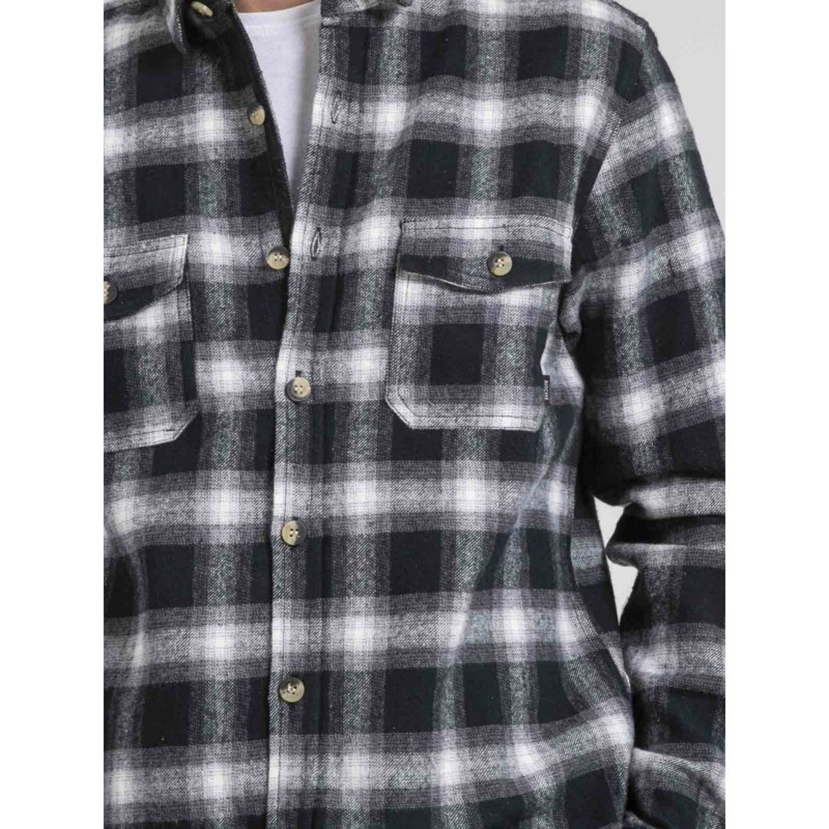 Chemise Manches Longues Carreaux Pur Coton Tariparc noir, RITCHIE