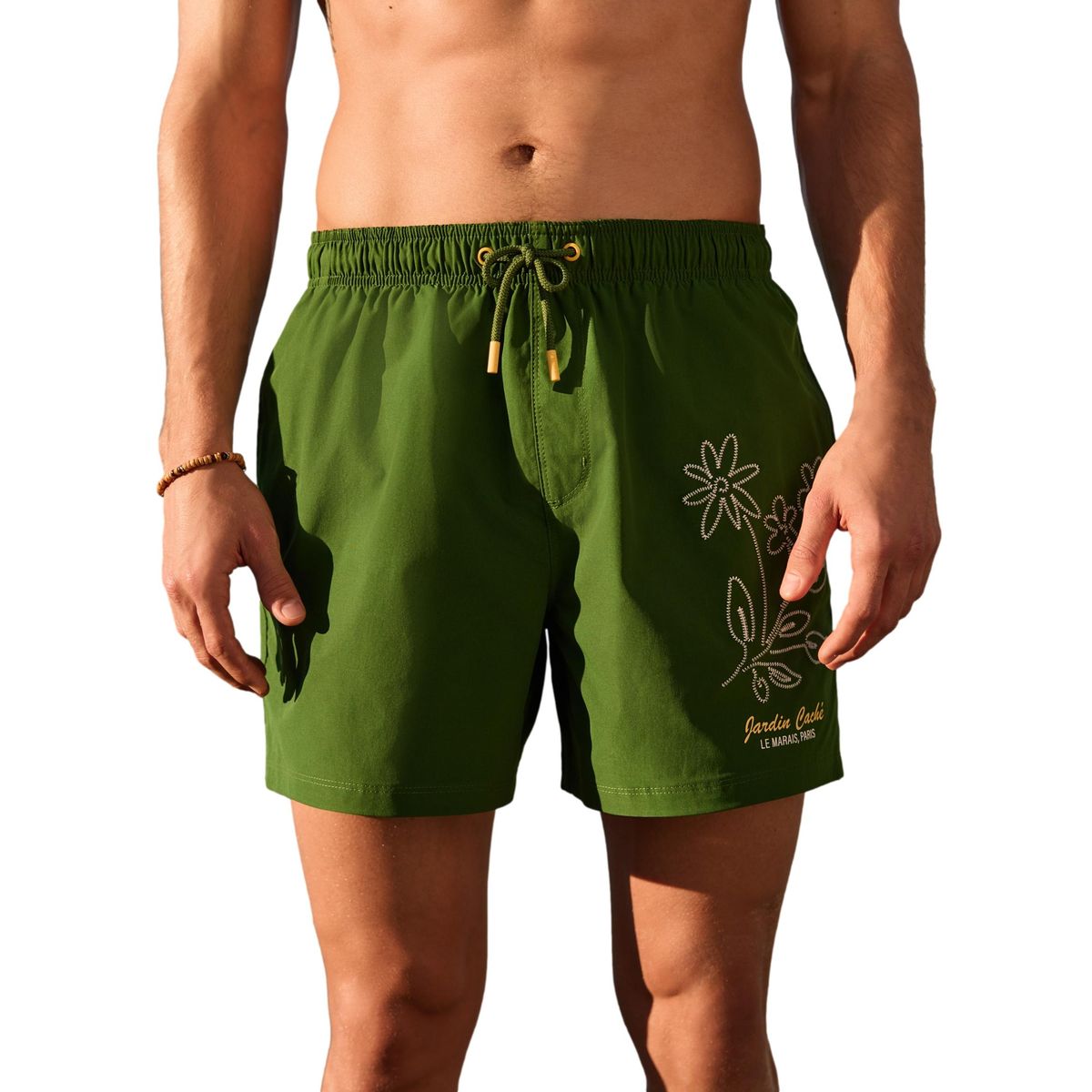 Short de bain imprimé 5 pouces vert foncé, NEXT