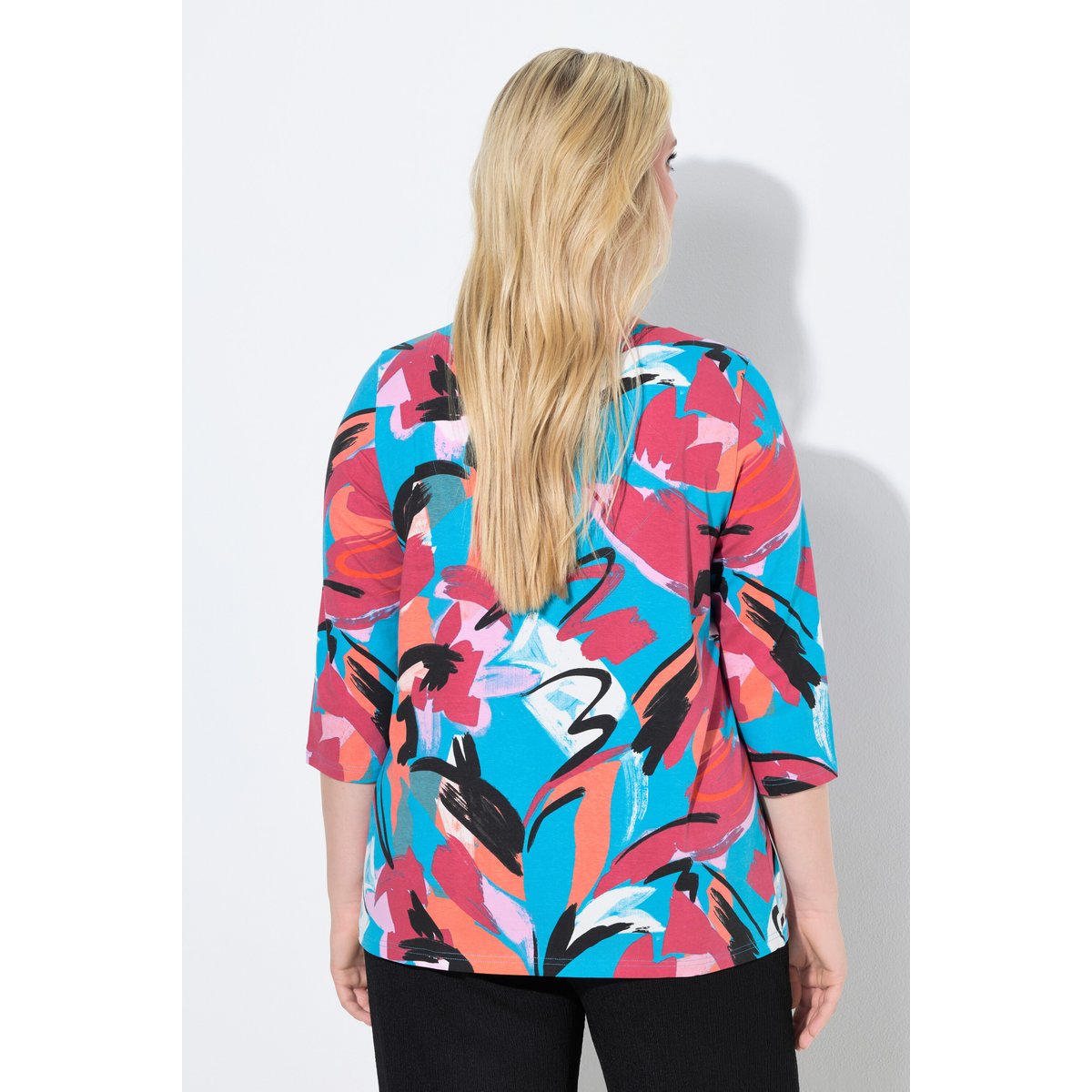 T-shirt imprimé abstrait aqua turquoise, ULLA POPKEN