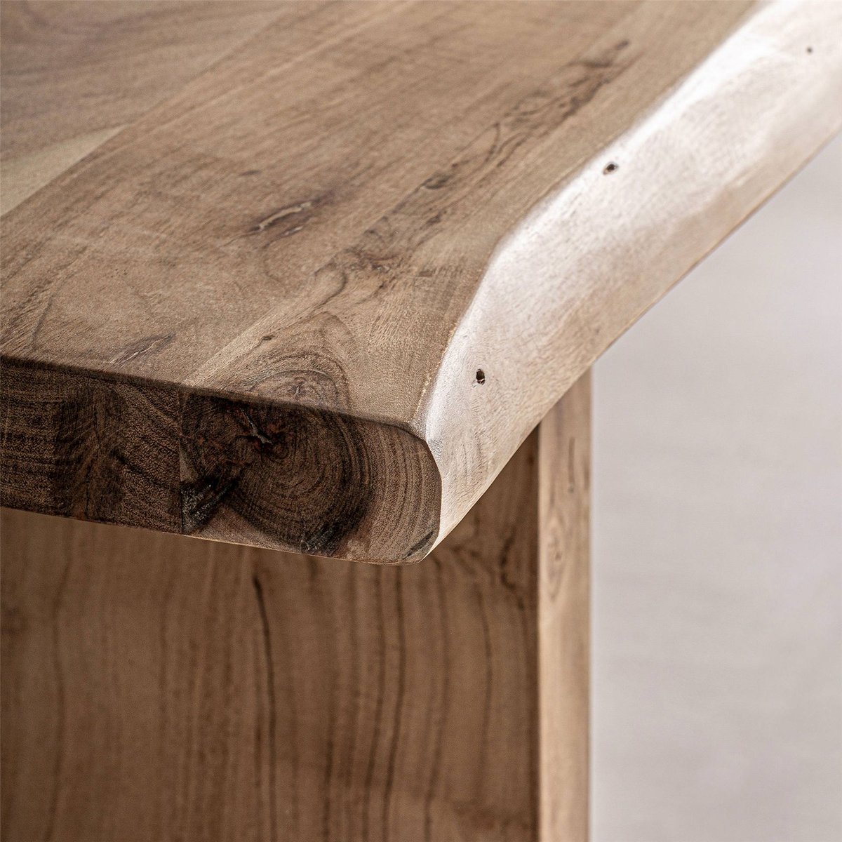 Table basse en acacia, Plateau miroir bois d'acacia marron clair naturel, RECOLLECTION