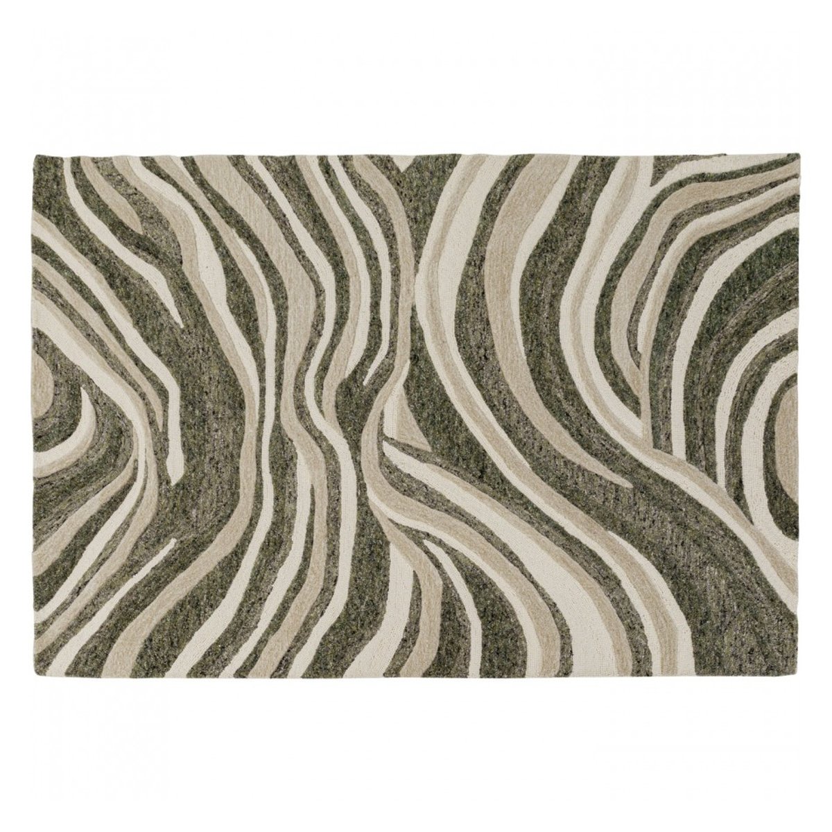 Tapis en laine et viscose, SHAPE WAVE vert, KARE DESIGN