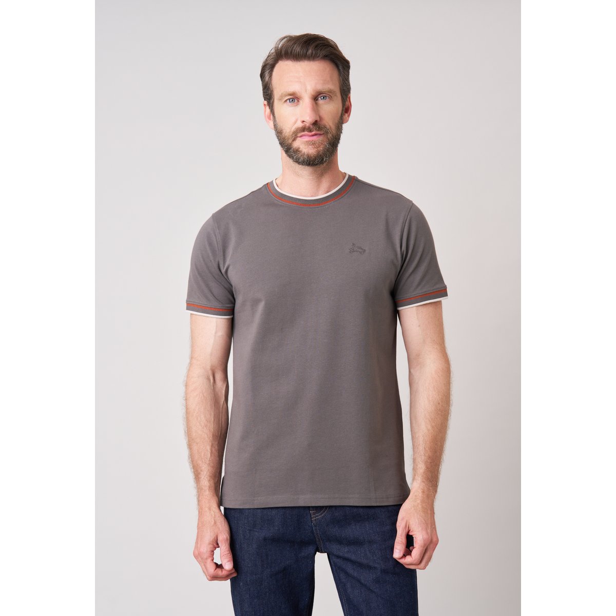 T-shirt homme en coton avec broderie poitrine BOONE military, DEELUXE