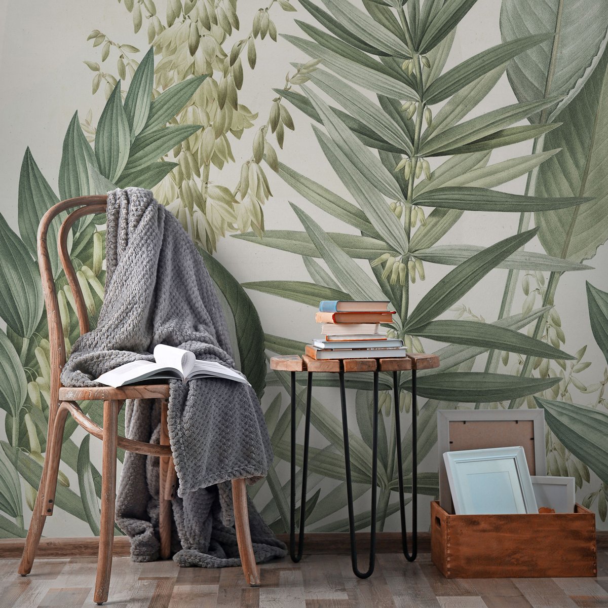 Papier peint panoramique Palmille vert, ART FOR THE HOME