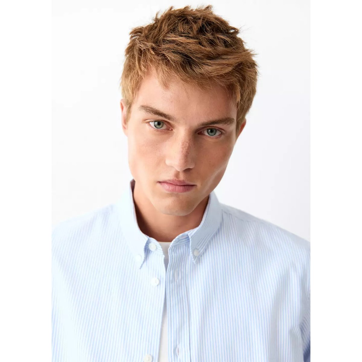 Chemise 100 % coton Oxford bleu ciel, MANGO TEEN