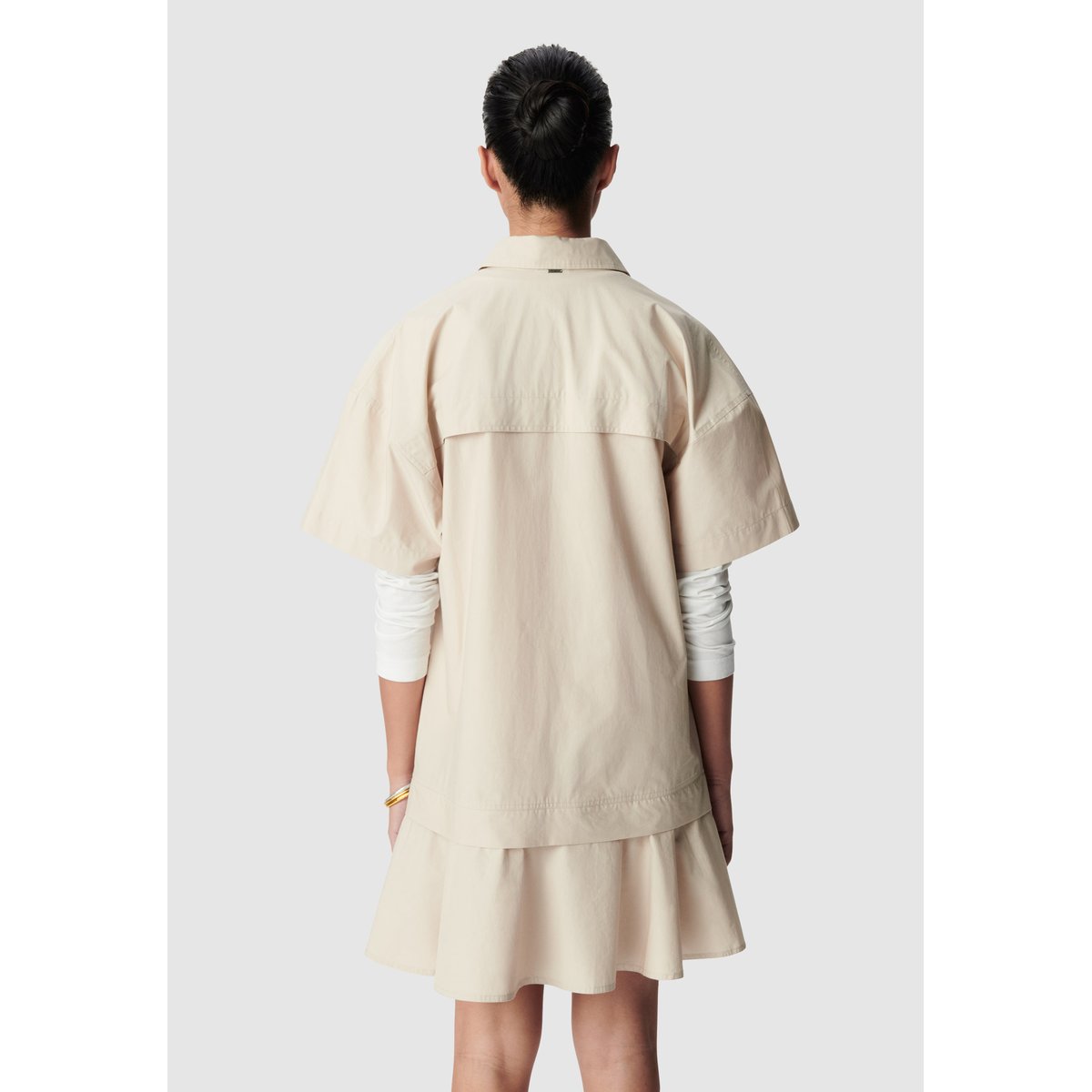 Robe courte trompe-l'oeil jupe beige, IKKS