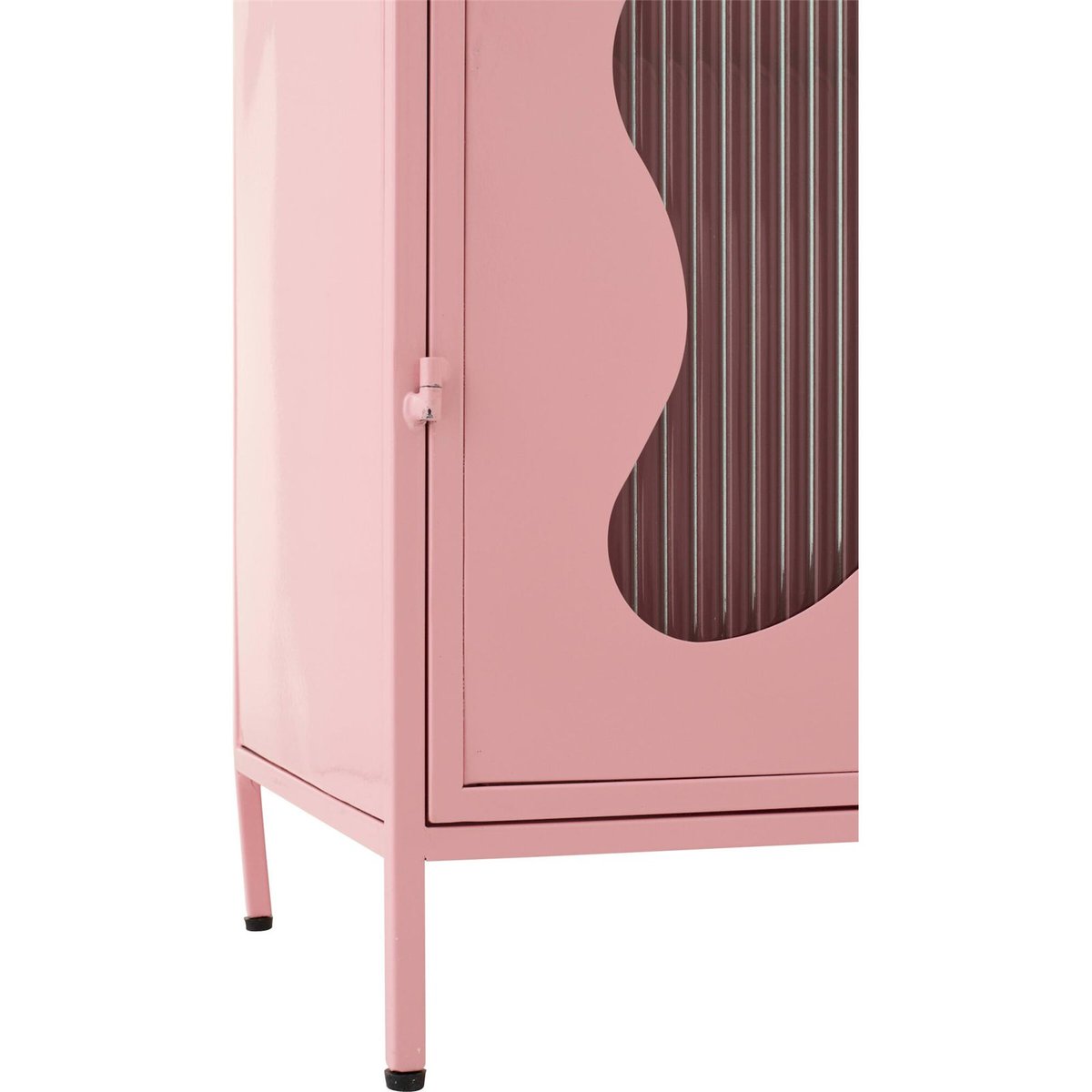 Armoire vitrine en métal à porte vague rose clair, RECOLLECTION
