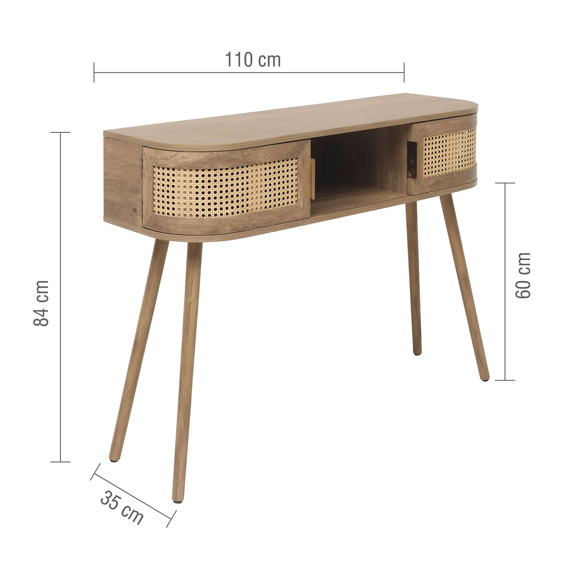 Naya Rattan Console Table natural oak, SO'HOME