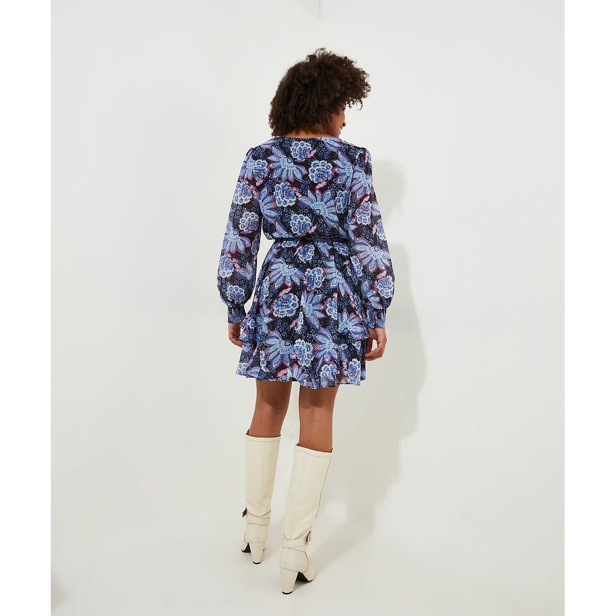 Vestido curto com cinto violeta, JOE BROWNS