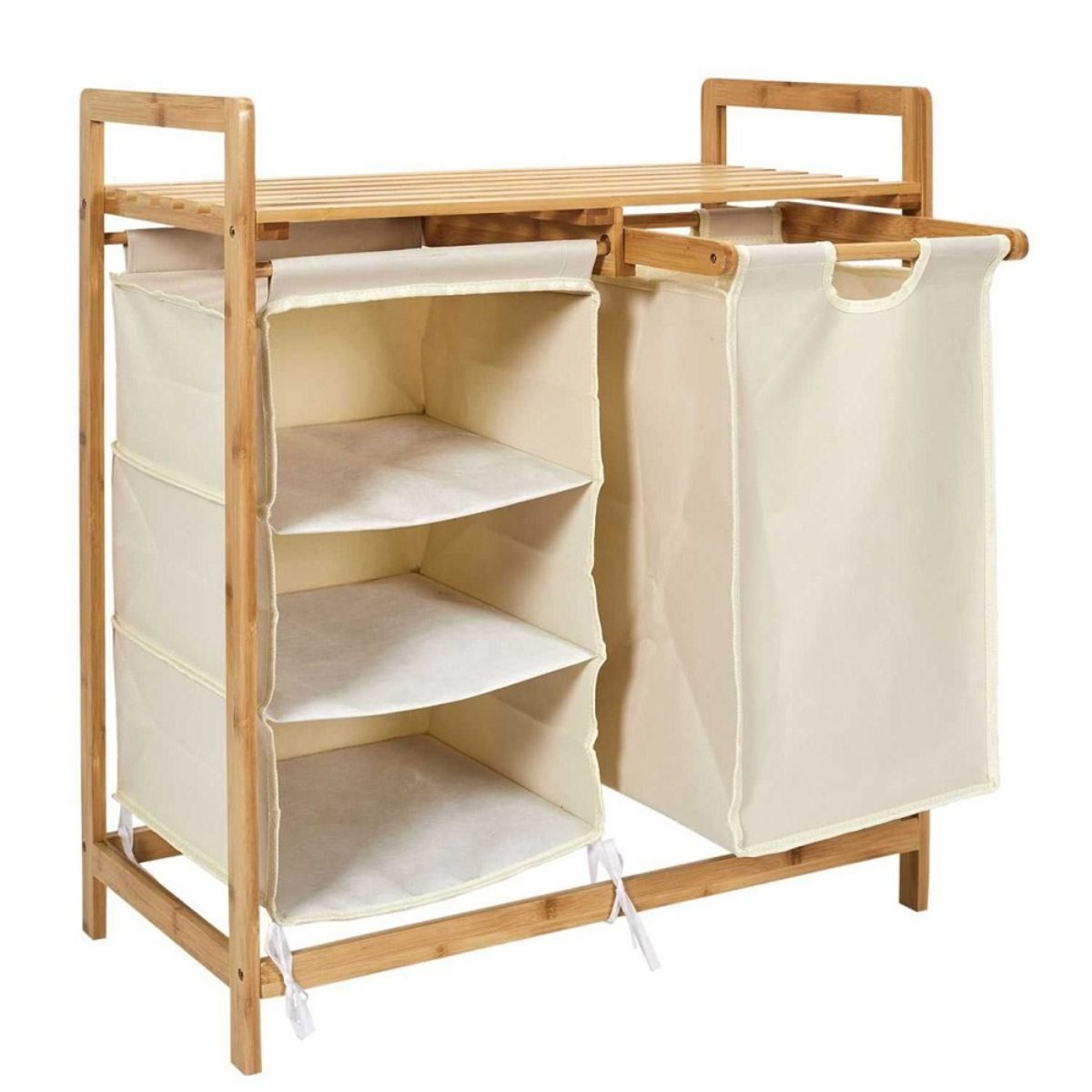 Meuble Rangement Compartiments Support Bambou beige, DECORATIE