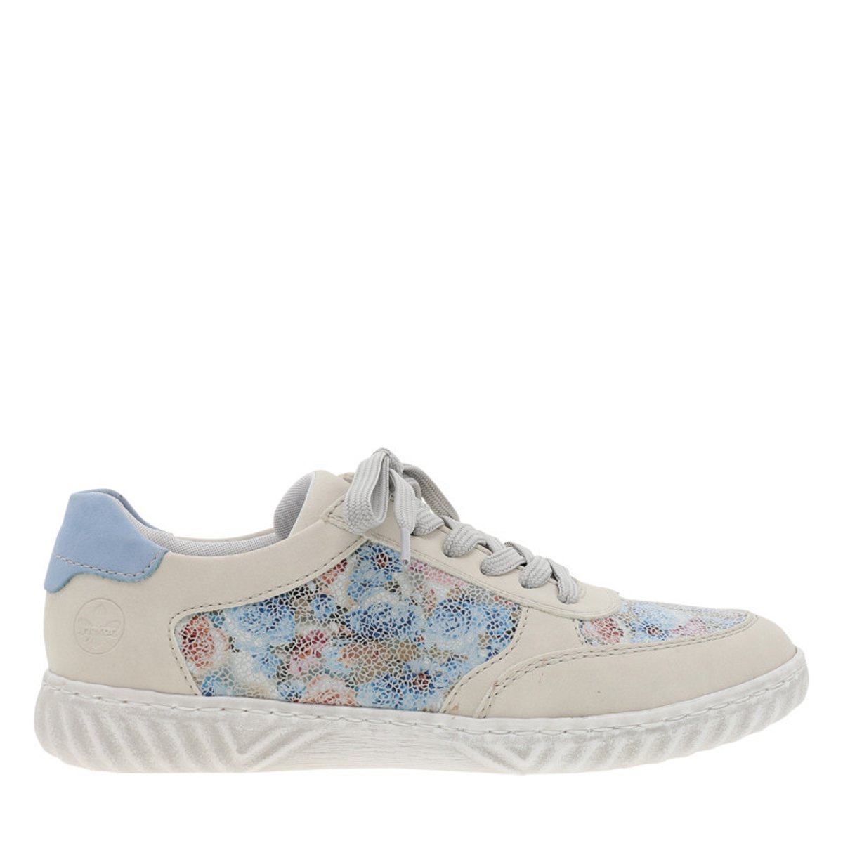 Tennis bleu ciel à talon plat avec des lacets et un zip latéral bleu clair, RIEKER
