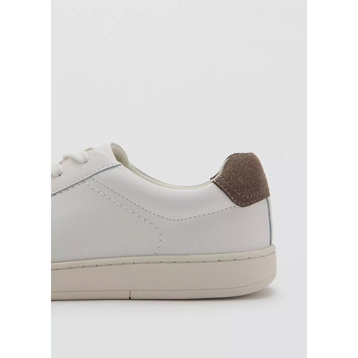Baskets cuir empiècement contrastant blanc, MANGO MAN