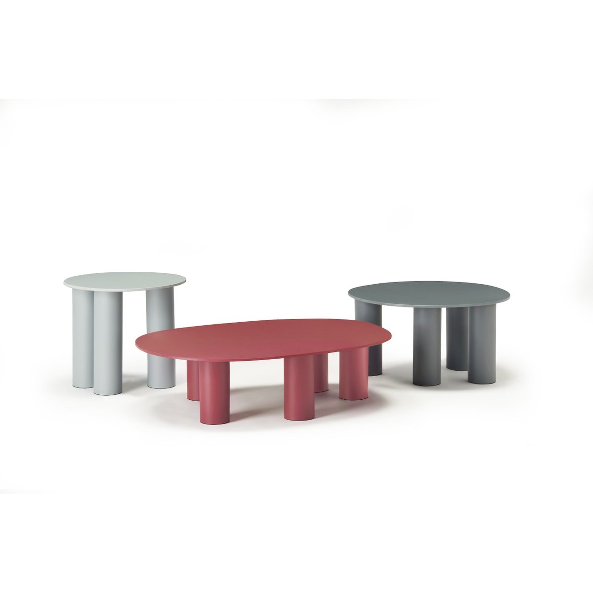 Table basse design ovale en métal, L.104 , HYPPO rouge, SCAB DESIGN