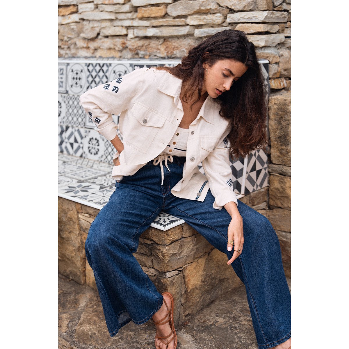 Jean baggy à cordon denim blue, MOLLY BRACKEN