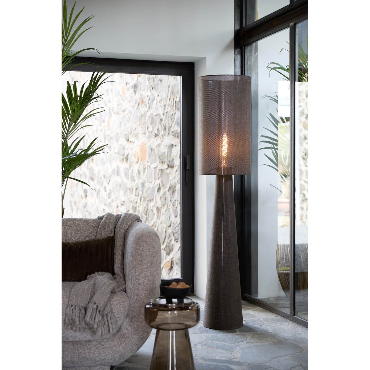 Lampadaire Textiles MICKY marron clair, LIGHT & LIVING 