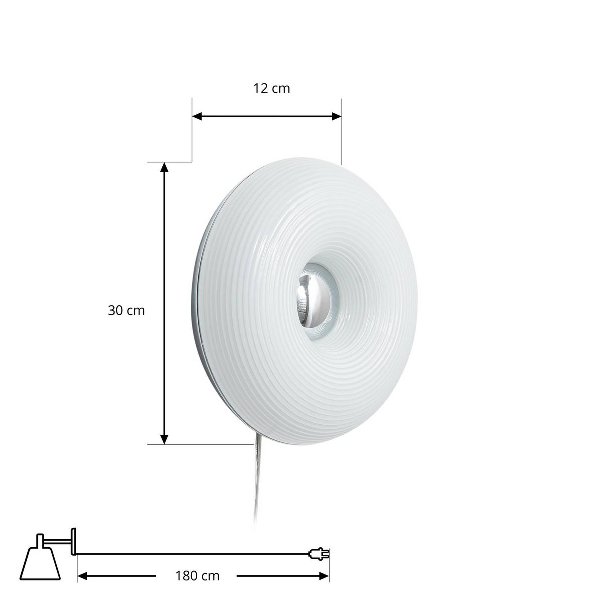 Applique en verre designLED, Fjora blanc, chrome, LINDBY