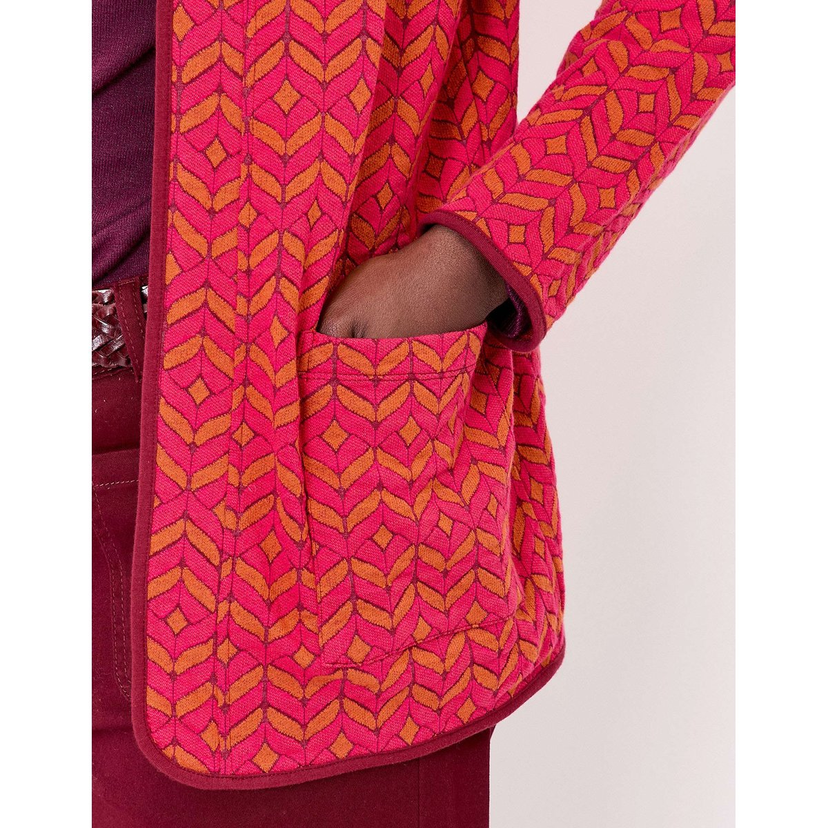 Gilet souple maille jacquard LEOTI rouge grenade leoti, LA FIANCÉE