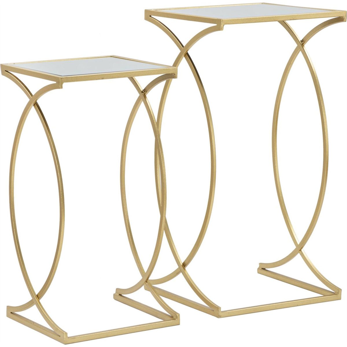 Lot de 2 bouts de canapé plateau miroir GLAM doré, RECOLLECTION