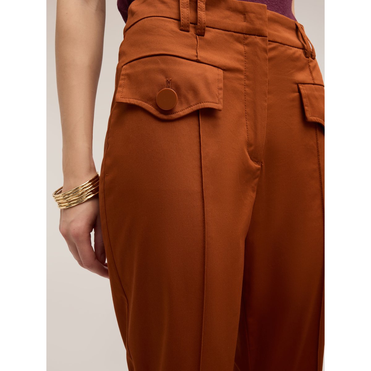 Pantalon flare avec poches orange soleil, MOTIVI