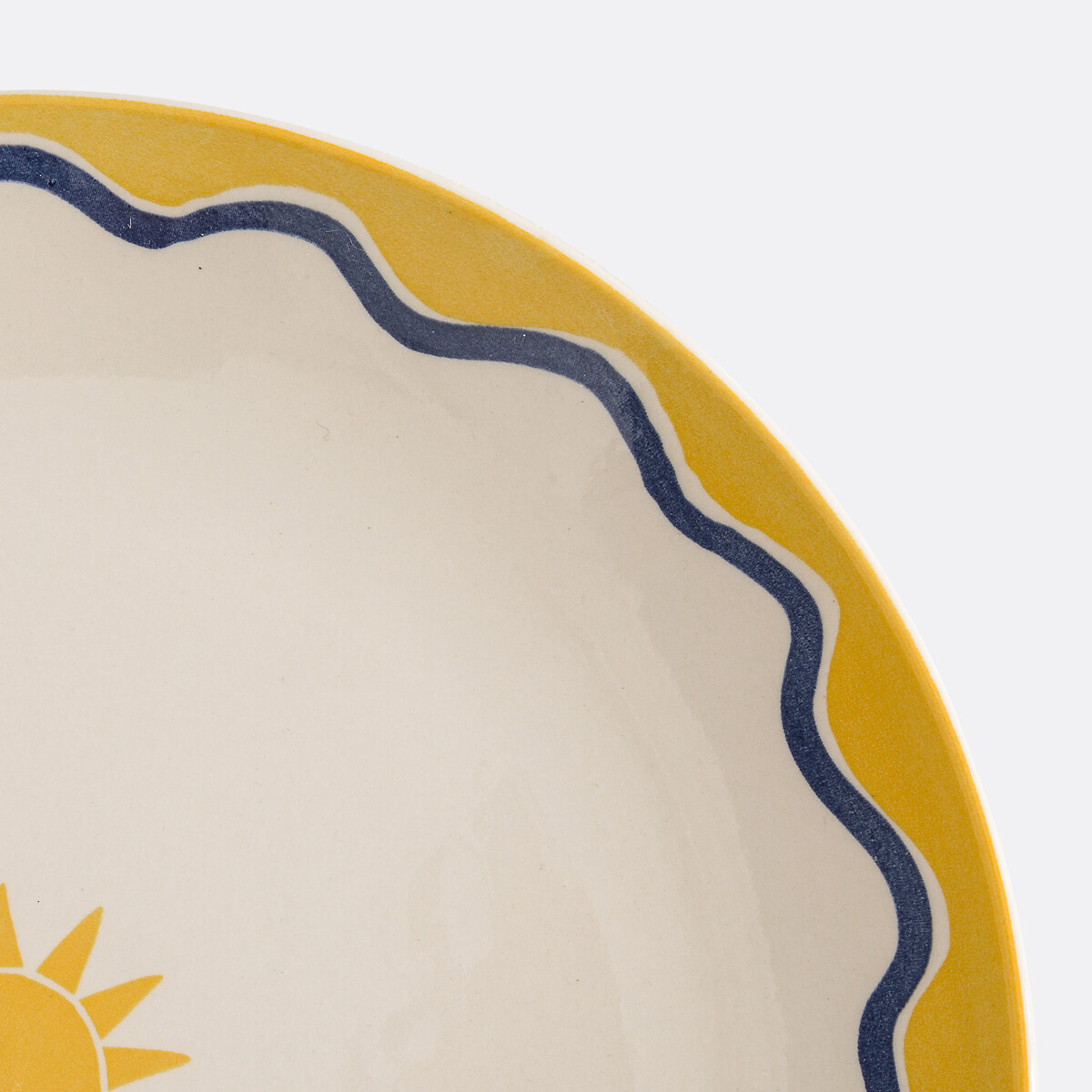 Lot 4 assiettes plates faïence motif, Olympe jaune/bleu, LA REDOUTE INTERIEURS