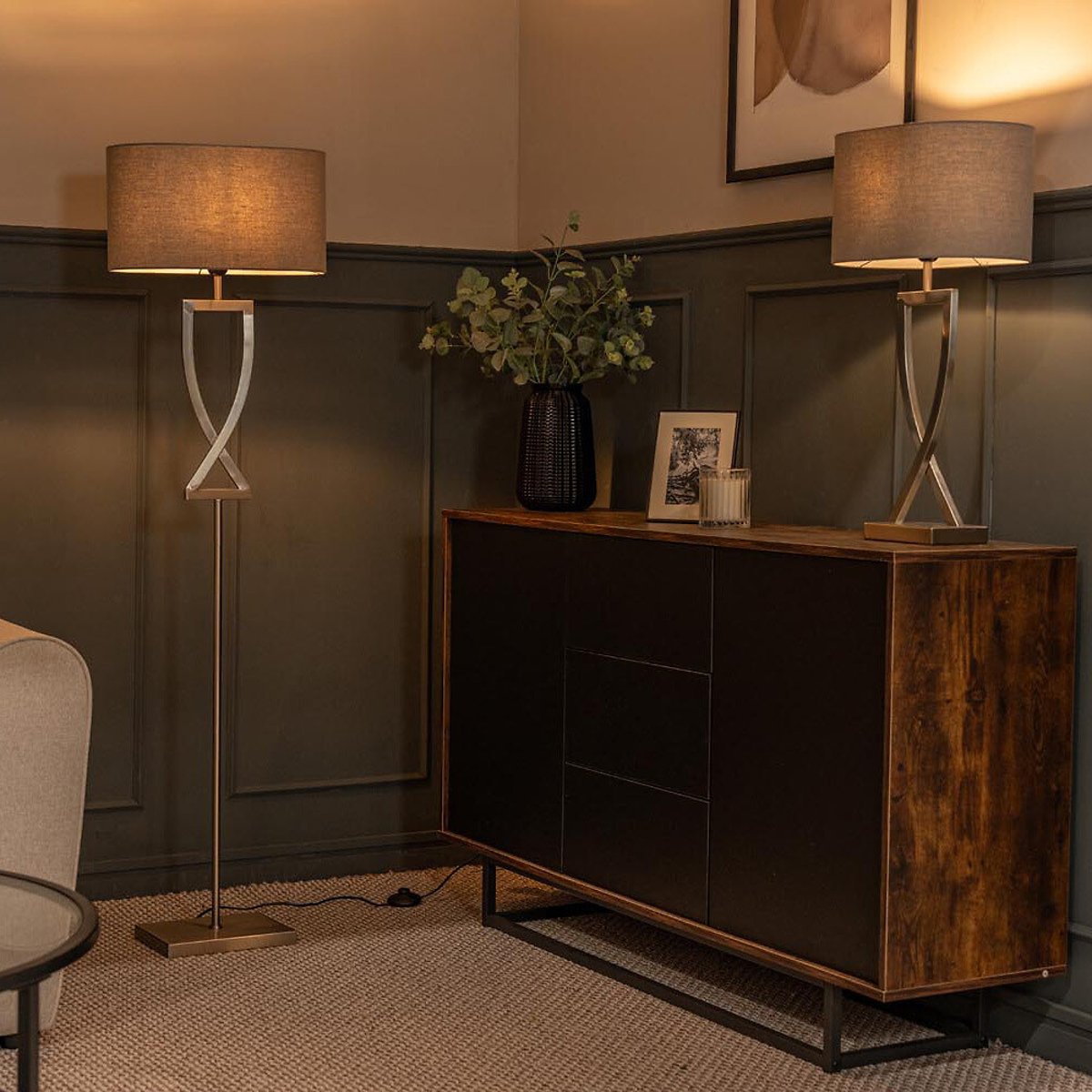 Kendrick Brushed Chrome Floor Lamp silver-coloured, SO'HOME