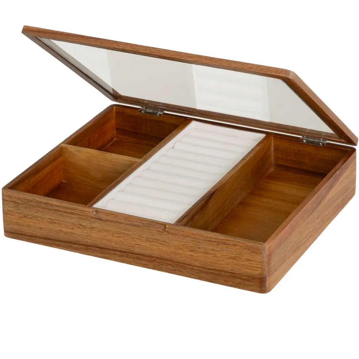 Boîte à bijoux en bois d'acacia et verre 25x20x5cm bois, WADIGA
