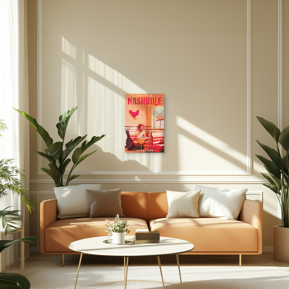 Tableau Sur Toile Nashville Rétro ILLUSTRATION tableaux sur toile-orange, CEANOTHE
