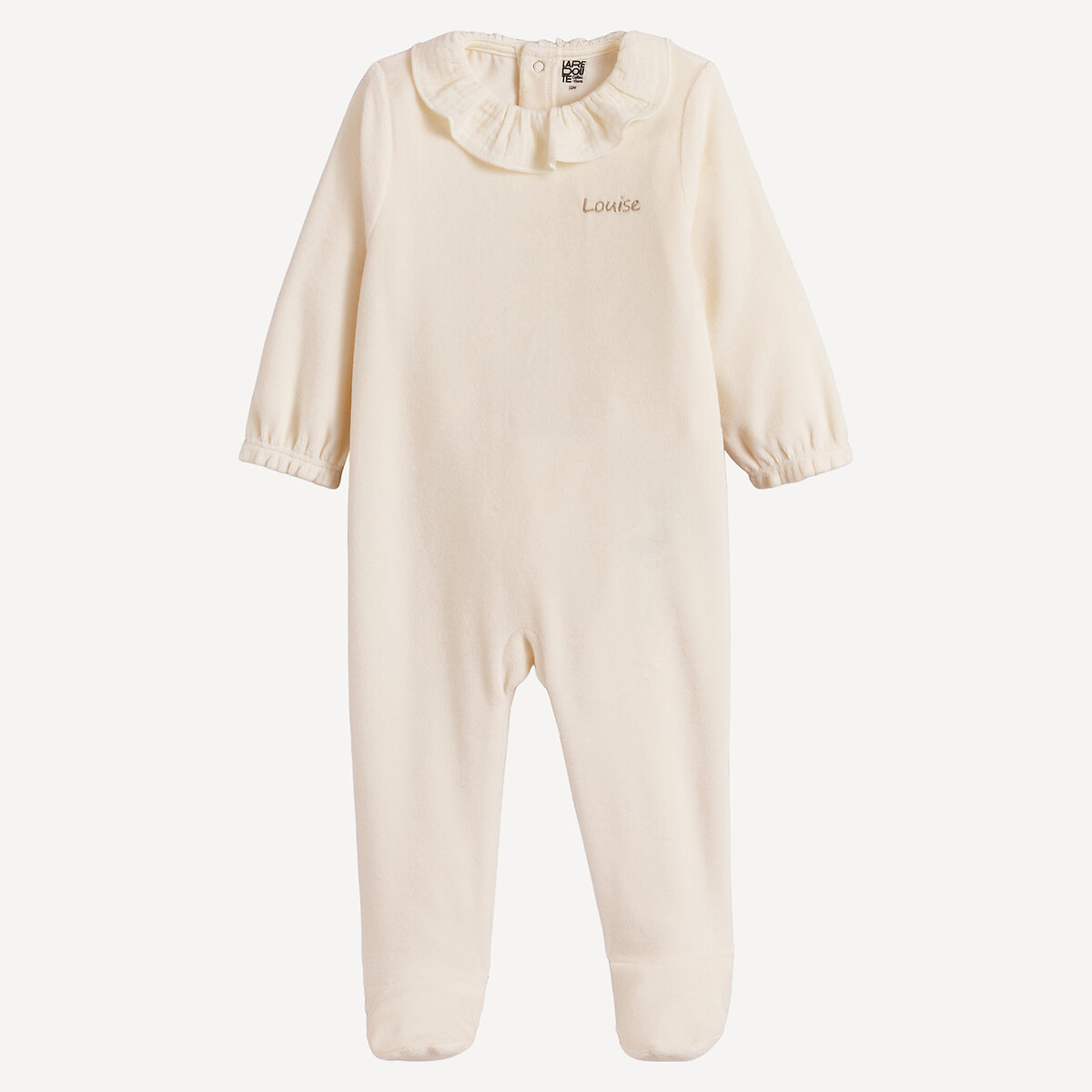 Pyjama 1 pièce en velours personnalisable ecru, LA REDOUTE COLLECTIONS