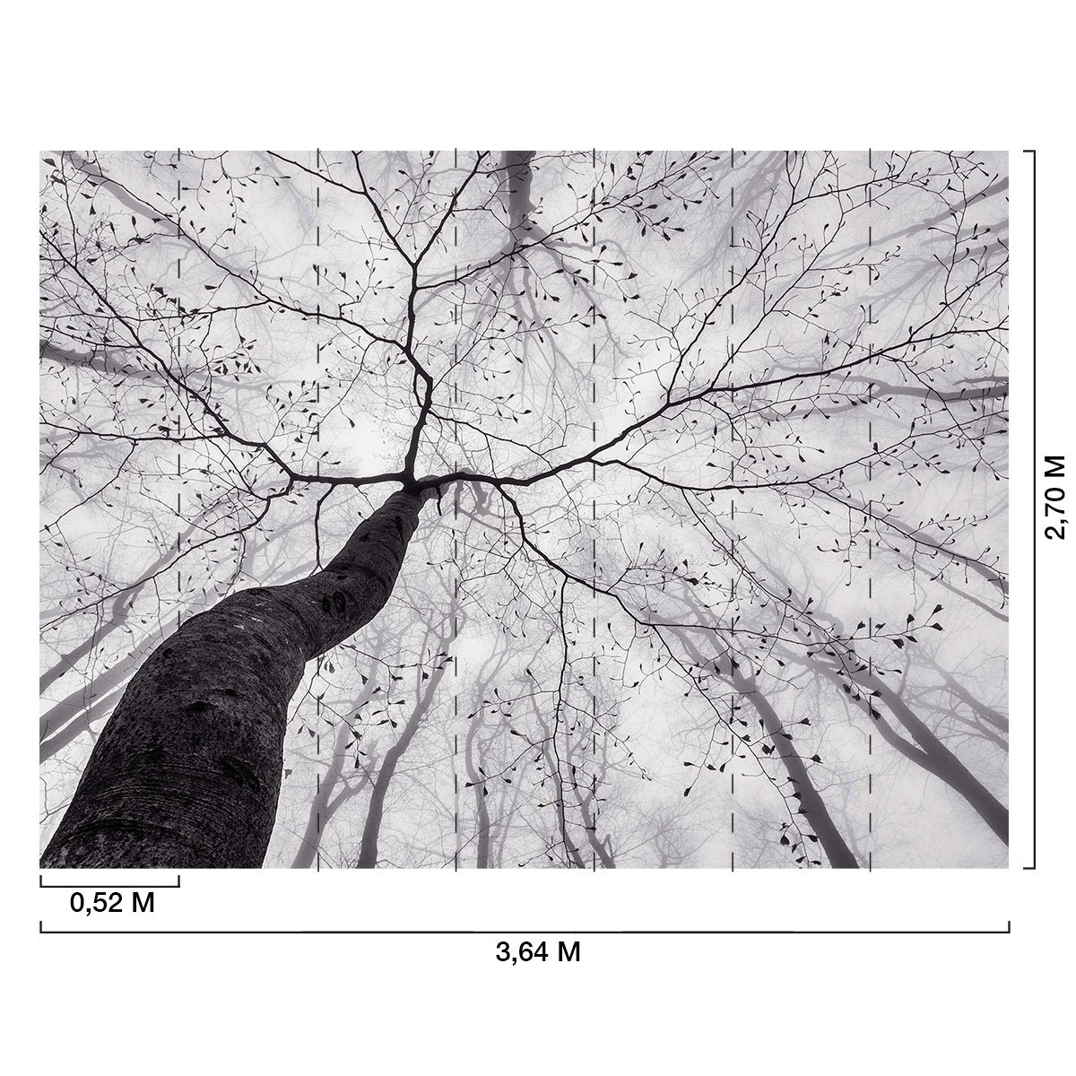 Papier peint panoramique arbre en hiver intissé, HEXOA