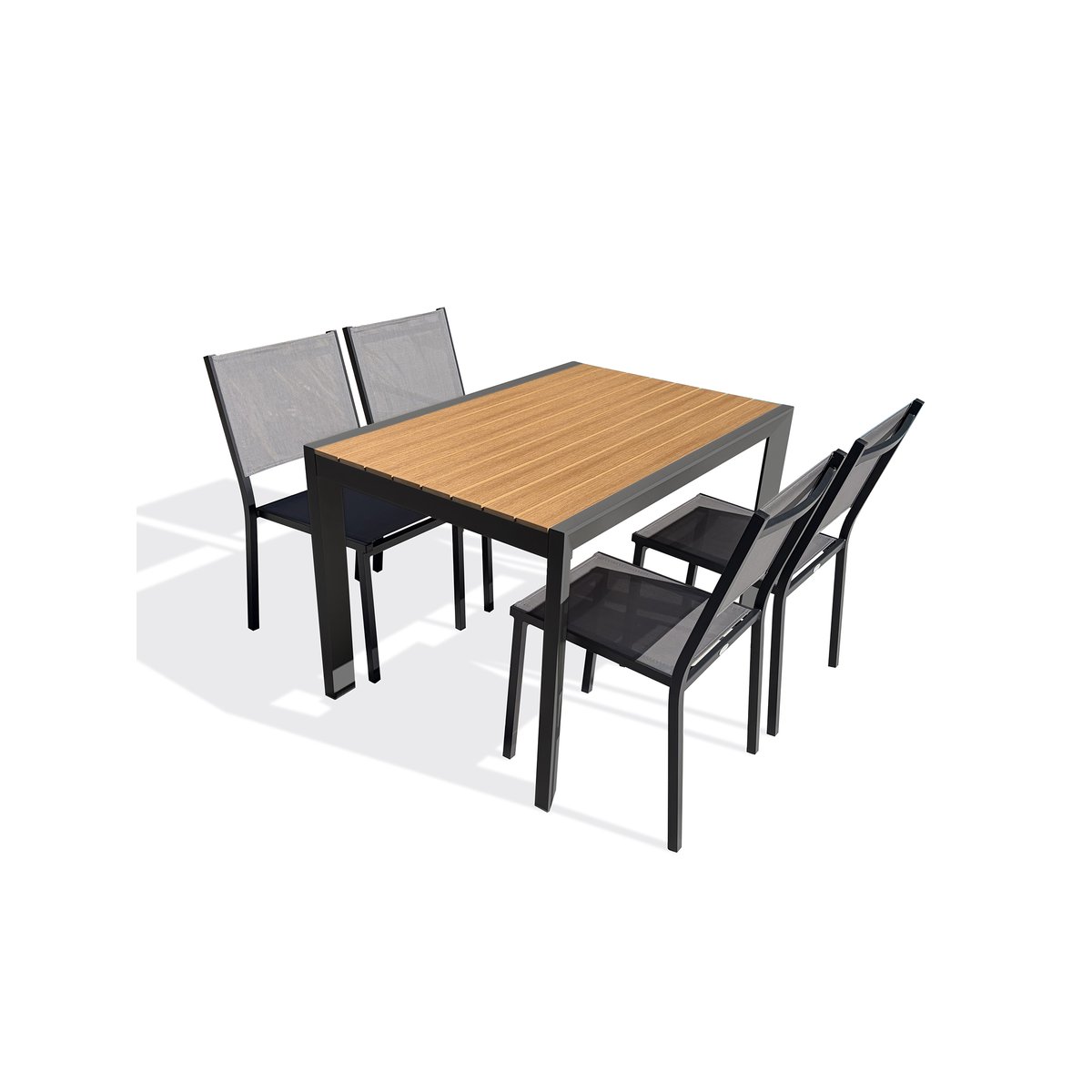 Ensemble repas de jardin 4 places en alu TONGA gris anthracite, DCB GARDEN