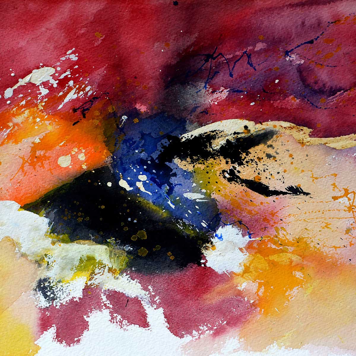 Tableau peint abstraite aquarelle tableau alu dibond, HEXOA