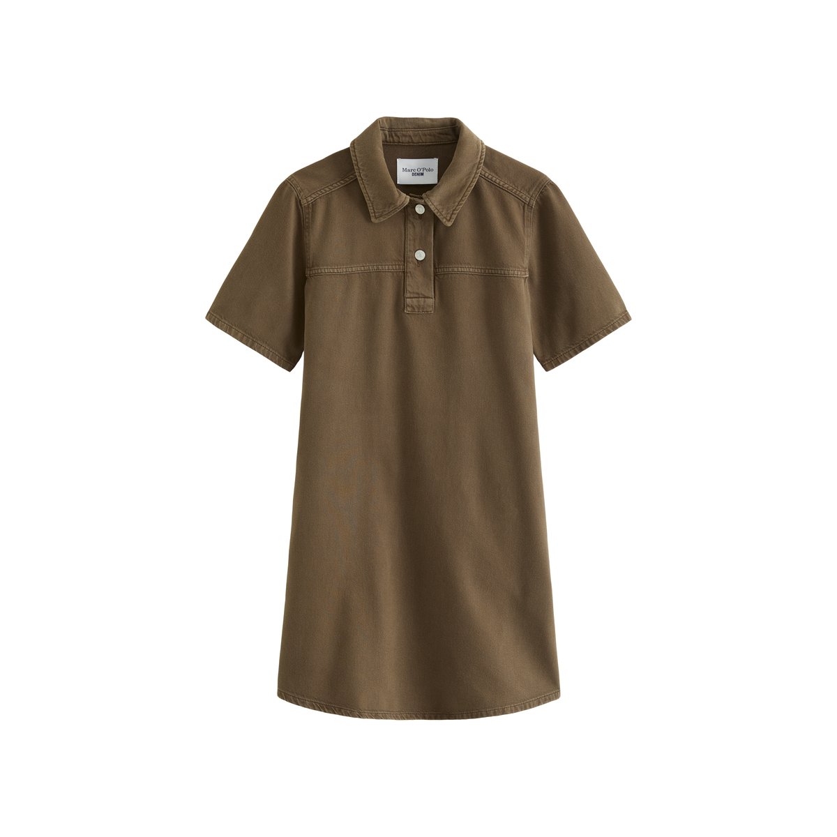 Mini-robe flared en sergé de coton organique et de lyocell marron foncé, MARC O’POLO DENIM