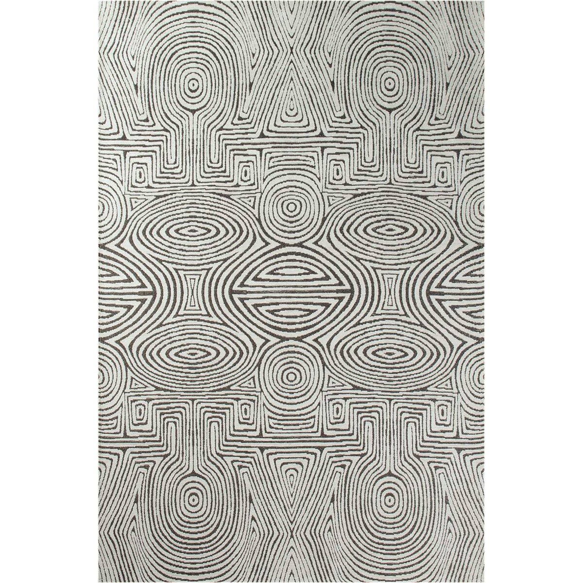 Tapis d'intérieur et extérieur, TABASCO beige ivoire à motifs noirs, RECOLLECTION