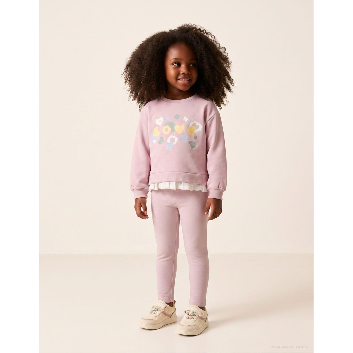 Ensemble de jogging en coton peigné avec imprimé de cœurs et pois mauve clair, ZIPPY