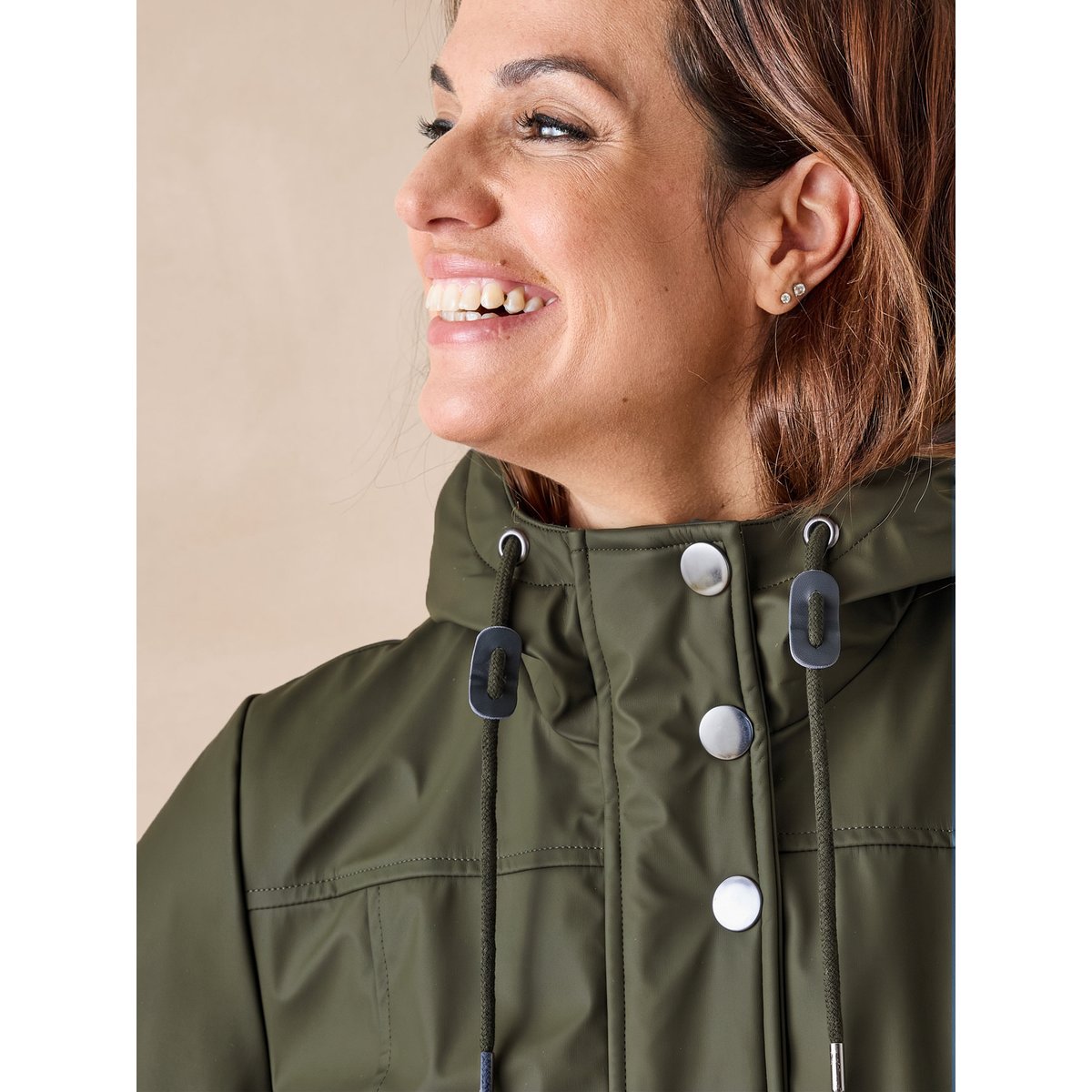 Parka mi-longue à capuche zippée kaki, DAXON