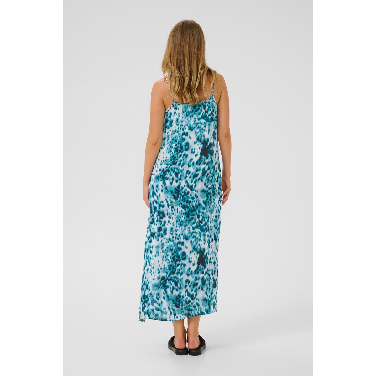 Dress bleu teal leopard print, KAFFE