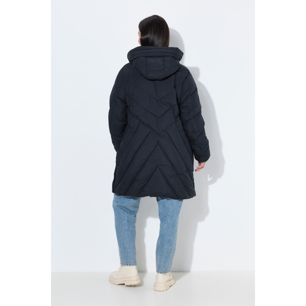 Veste matelassée longue HYPRAR, capuche noir, ULLA POPKEN