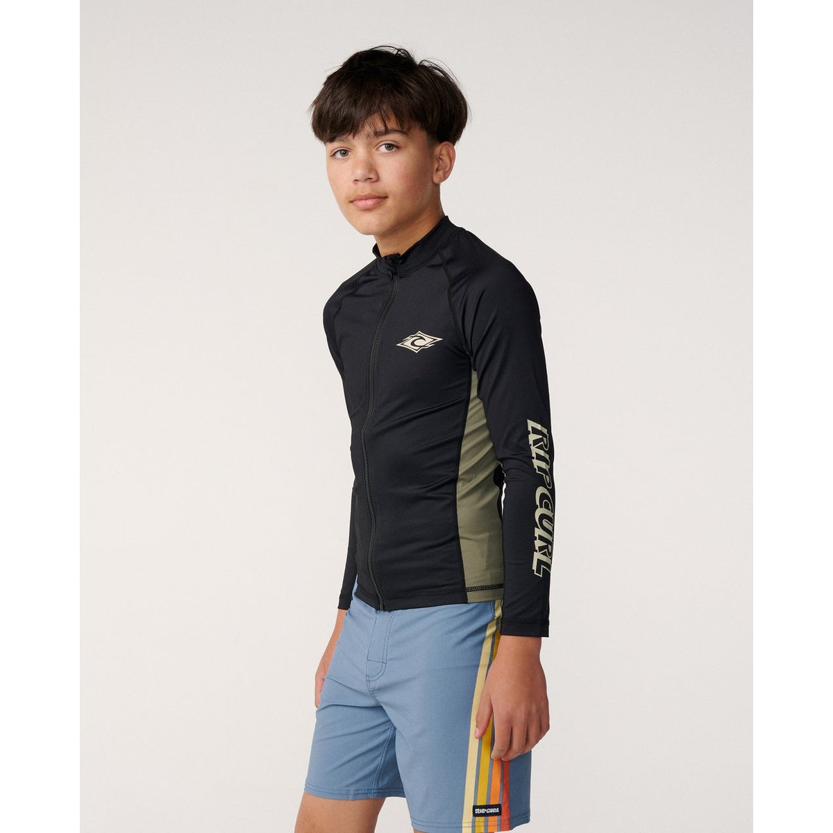 T-shirt anti-UV Eternal Shred ZIP manches longues garçon black, RIP CURL