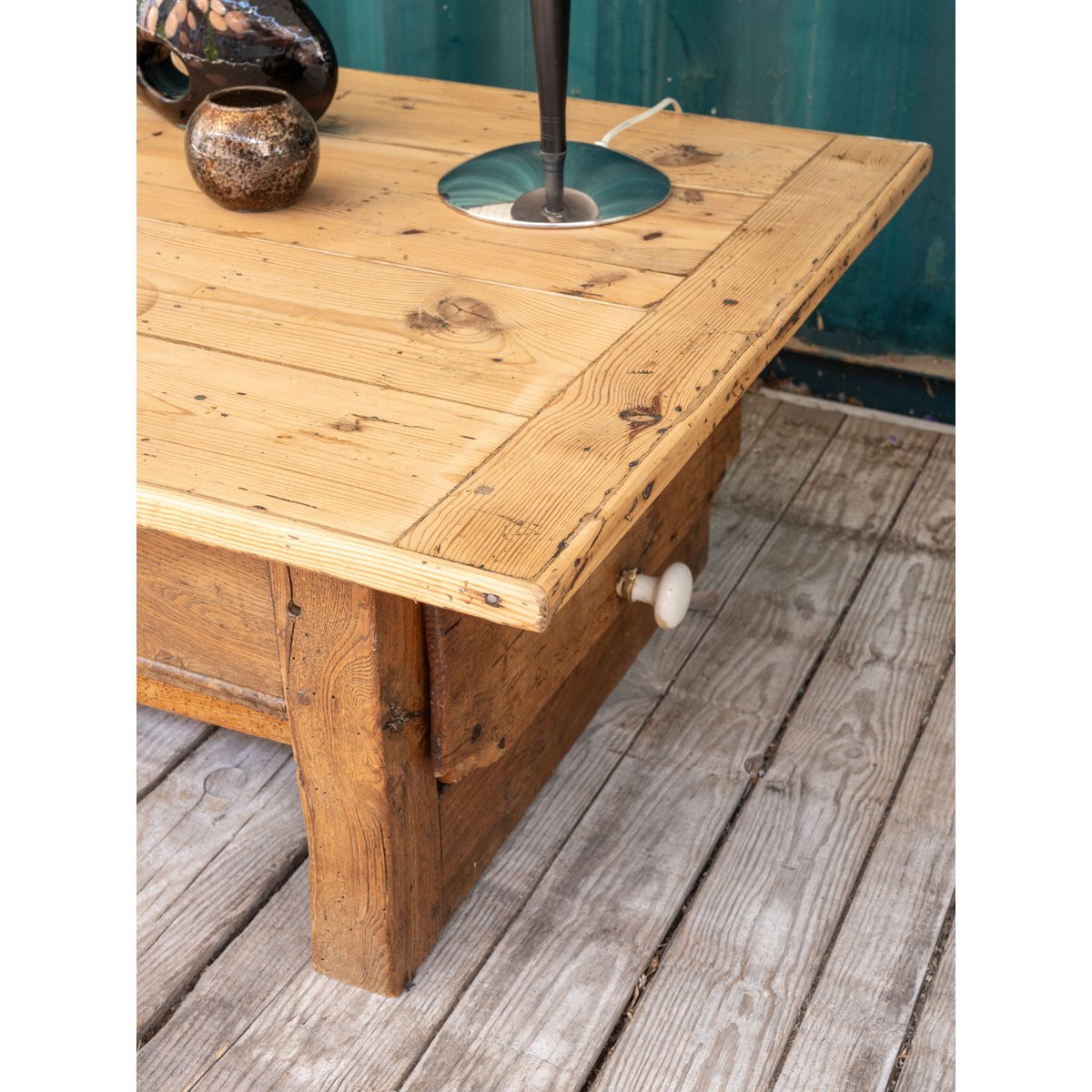 Grande table basse en bois Léonie N°1067 - Bon état bois clair, DEBONGOUT