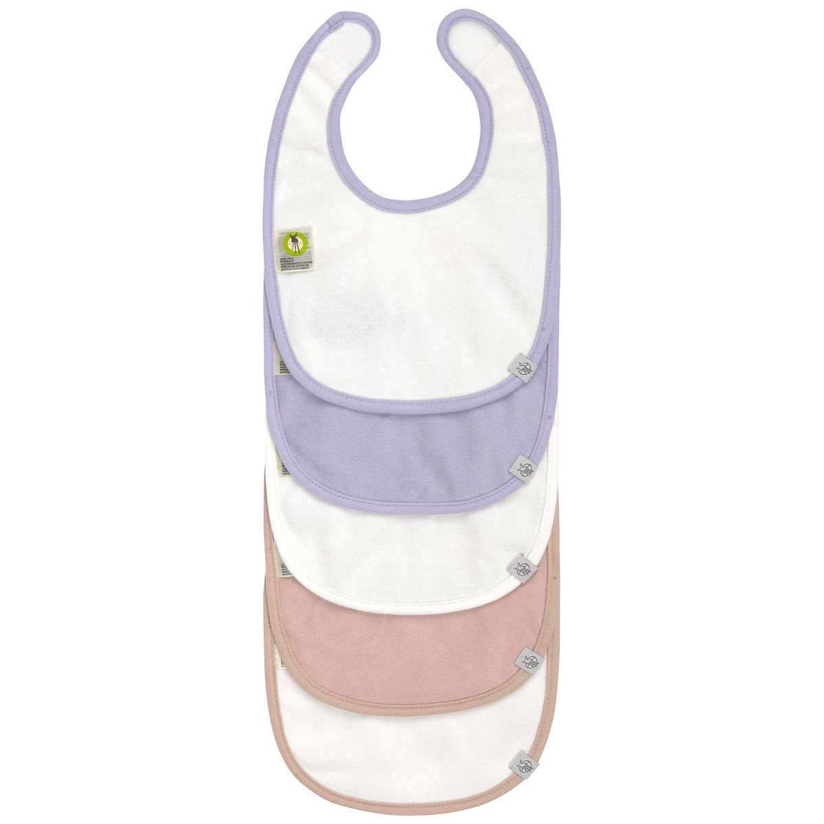Lot de 5 bavoirs lilas, rose, marron, LASSIG