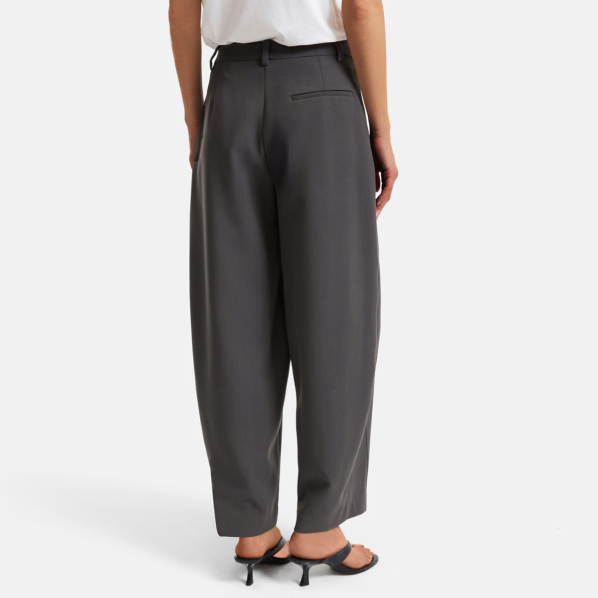 Pantalon barrel 7/8ème en polyviscose gris anthracite, LA REDOUTE COLLECTIONS